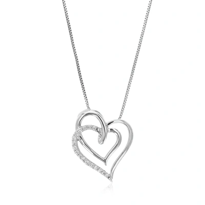 Vir Jewels 1/8 Cttw Round Cut 17 Stones Lab Grown Diamond Heart Pendant Necklace .925 Sterling Silver 1/2 Inch In Grey