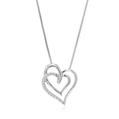 Vir Jewels 1/8 Cttw Round Cut 17 Stones Lab Grown Diamond Heart Pendant Necklace .925 Sterling Silver 1/2 Inch