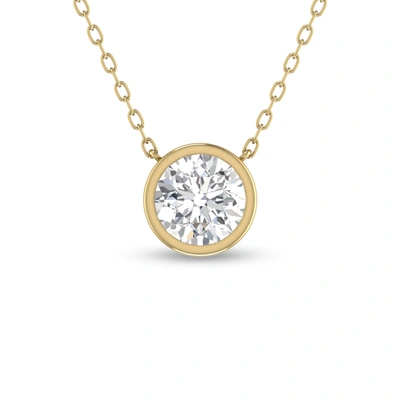 Lab Grown Diamonds Lab Grown 1/4 Ctw Round Bezel Set Diamond Solitaire Pendant In 14k Yellow Gold In Silver