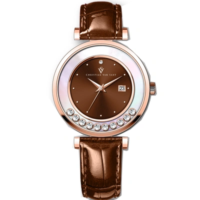 Christian Van Sant Bria Quartz Brown Dial Ladies Watch Cv3817 In Brown / Gold Tone / Rose / Rose Gold Tone