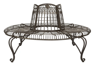 Safavieh Ally Darling Wrought Iron 60.25in W Outdoor Tree Bench In Brown