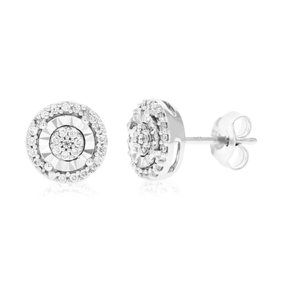 Vir Jewels 1/4 Cttw 50 Stones Round Lab Grown Diamond Studs Earrings .925 Sterling Silver Prong Set 1/3 Inch