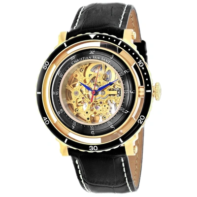 Christian Van Sant Dome Automatic Gold Dial Mens Watch Cv0750 In Black / Blue / Gold / Gold Tone