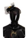 Dolce & Gabbana Silver Tiara Crystals Fruits Black Mesh Diadem Headband In Black