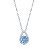 SIMONA STERLING SILVER PEARSHAPED NECKLACE W/ROUND 'MARCH BIRTHSTONE' - AQUAMARINE