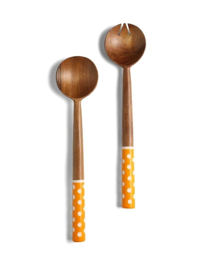 Tiramisu Resin & Wood Salad Server 2 Piece Set In Orange