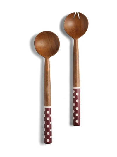 Tiramisu Resin & Wood Salad Server 2 Piece Set In Pink