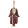 KABANA 14K YELLOW GOLD 0.33 CT DIAMOND AND SPINY HAMSA PENDANT