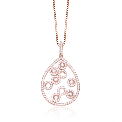 Genevive Sterling Silver Gold Overlay Cubic Zirconia Circles Galore Necklace In Pink