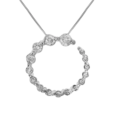 Vir Jewels 1/4 Cttw Diamond Journey Circle Pendant Necklace 14k White Gold With Chain In Silver