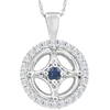 Pompeii3 5/8ct Blue Sapphire & Diamond Circle Pendant 15mm White Gold Women's Necklace In Silver