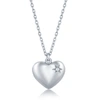 Simona Sterling Silver Diamond Puffed Heart Necklace In Silver