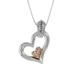 Vir Jewels 2/5 Cttw Baguette Diamond Heart Pendant Necklace 10k Two Tone Gold With Chain In Silver