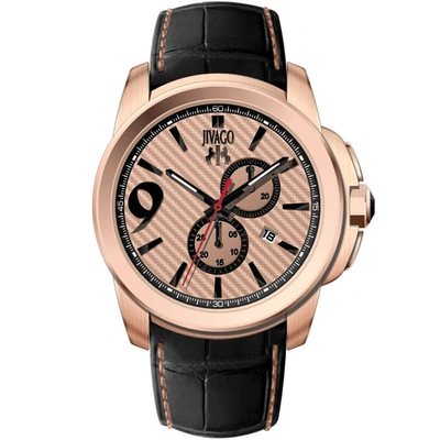 Jivago Men's Rose Gold Dial Watch In Black / Gold / Gold Tone / Rose / Rose Gold