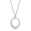 SIMONA STERLING SILVER 0.03CTTW DIAMOND OPEN OVAL NECKLACE