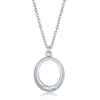 Simona Sterling Silver Diamond Open Oval Necklace In Silver
