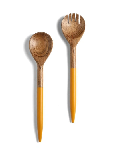 Tiramisu Resin & Wood Salad Server 2 Piece Set In Orange