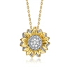RACHEL GLAUBER RHODIUM AND 14K GOLD PLATED CUBIC ZIRCONIA FLORAL PENDANT