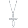 Simona Sterling Silver Diamond Cross Necklace In Silver