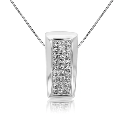 Vir Jewels 1/3 Cttw Princess Diamond Pendant Necklace 14k White Gold With 18 Inch Chain In Silver