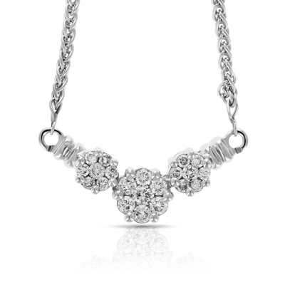 Vir Jewels 1/2 Cttw 3 Stone Cluster Diamond Pendant Necklace 14k White Gold With Chain In Silver