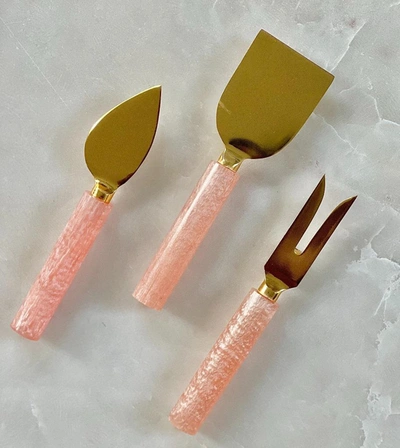 Tiramisu Pink Resin & Steel Cheese Tools