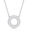 SIMONA STERLING SILVER BAGUETTE CZ OPEN CIRCLE NECKLACE