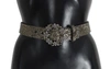 Dolce & Gabbana Multicolor Wide Crystal Buckle Sequined Belt In Grey
