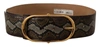 Dolce & Gabbana Brown Exotic Leather Gold Oval Buckle Belt In Black