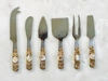 Tiramisu Mother Of Pearl And Steel Cheese Tools (set Of 6) In Silver
