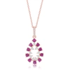 Simona Sterling Silver Ruby Cz Pearshaped Pendant - Rose Gold Plated In Pink