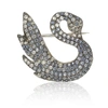 Suzy Levian Sterling Silver Pave Cz Swan Pin In Blue