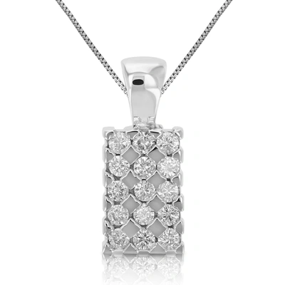 Vir Jewels 1/2 Cttw Diamond Pendant Necklace 14k White Gold With Chain Emerald Shape In Silver