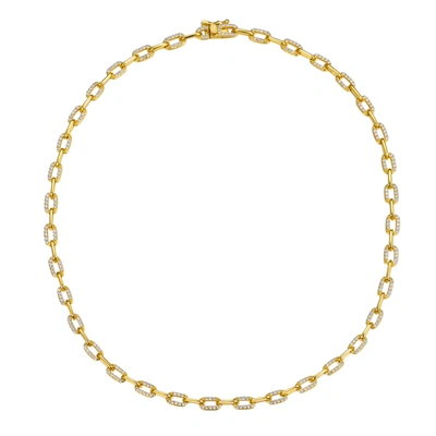 Rachel Glauber 14k Yellow Gold Plated With Diamond Cubic Zirconia Flat Cable Link Chain Layering Bracelet