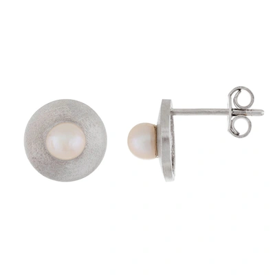 Splendid Pearls 14k White Gold Pearl Earrings In Silver