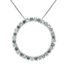 Vir Jewels 1/2 Cttw Blue And White Diamond Circle Pendant Necklace 14k White Gold And Chain In Silver