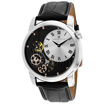 Christian Van Sant Men's Silver Dial Watch In Black