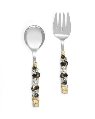 Tiramisu Crystal Radiance Salad Server Set In Black