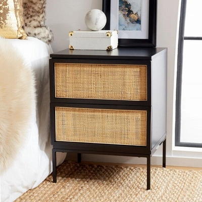 Safavieh Zadie 2-drawer Rattan Nightstand In Black