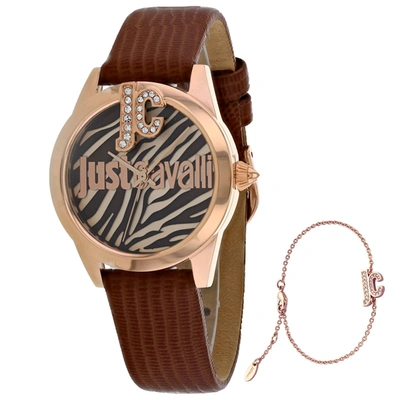 Just Cavalli Women's Brown Dial Watch In Brown / Gold Tone / Rose / Rose Gold Tone