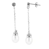 Splendid Pearls Dangling Sterling Silver 7-7.5mm Freshwater Pearl Earrings In Silver