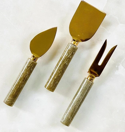 Tiramisu Brown Resin & Steel Cheese Tools