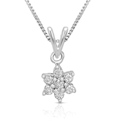 Vir Jewels 1/5 Cttw Diamond Cluster Composite Pendant Necklace 10k White Gold With Chain In Silver