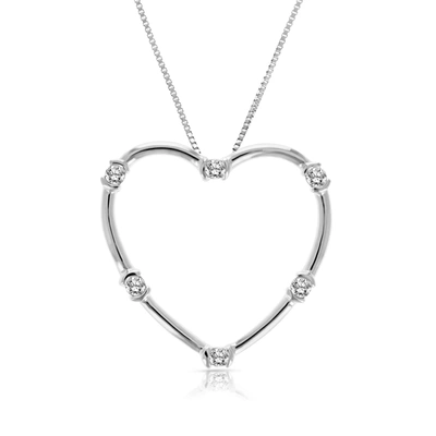 Vir Jewels 1/5 Cttw Diamond Heart Pendant Necklace 10k White Gold With 18 Inch Chain In Silver