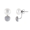 SPLENDID PEARLS CZ EARRING JACKETS WITH WHITE FRESHWATER PEARLS
