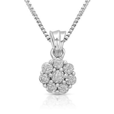 Vir Jewels 0.15 Cttw Diamond Cluster Pendant Necklace 14k White Gold With 18 Inch Chain In Silver