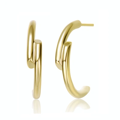 Rachel Glauber 14k Plated Open Hoops In Gold