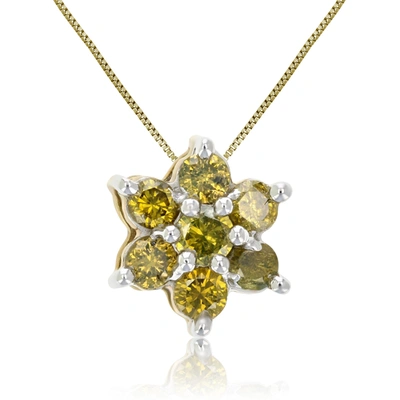 Vir Jewels 1/2 Cttw Yellow Diamond Cluster Composite Pendant Necklace 10k Yellow Gold