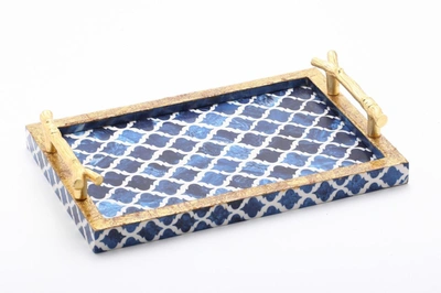 Tiramisu Handmade Resin Decorative Tray In Blue