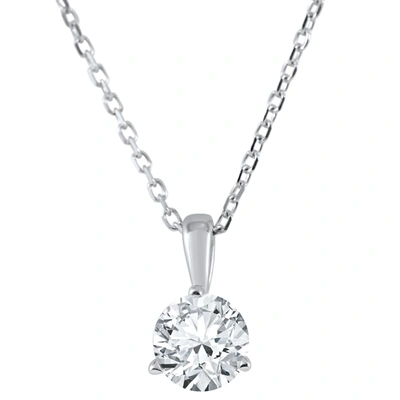 Pompeii3 3/8 Ct Solitaire Lab Grown Diamond Pendant Available In 14k And Platinum In Silver